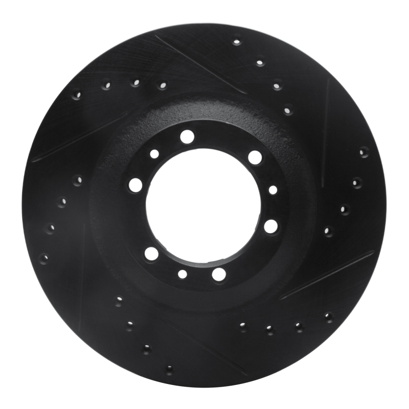 Acura SLX Brake Rotor (1) - Front Right - R1 Concepts - Drilled & Slotted - Black - `92-`02
